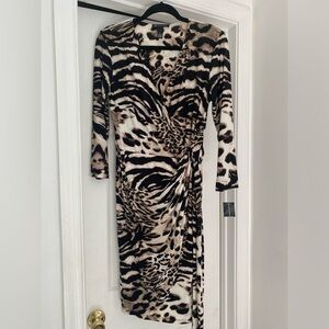 NWT INC animal print rouched dress size Medium